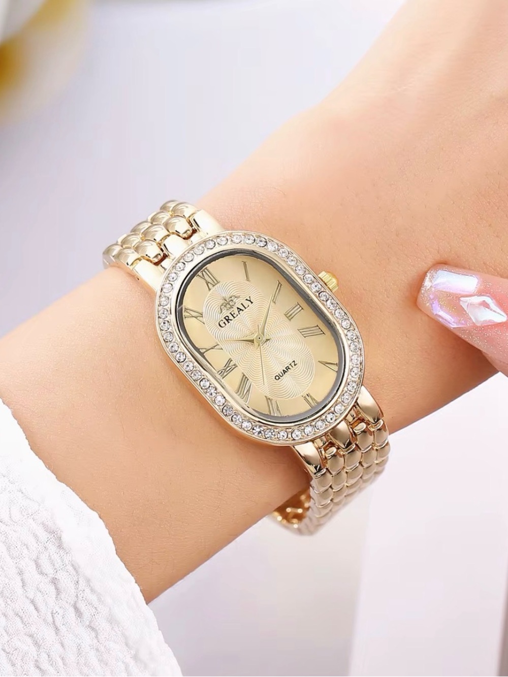 Gold-Tone Crystal Bracelet Watch for Women